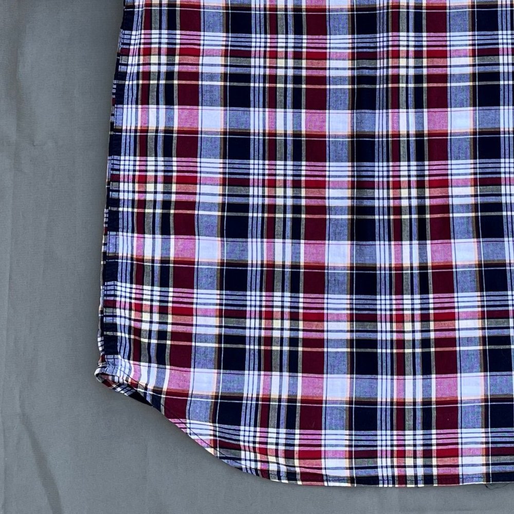 Old Navy Red Multicolor Plaid Button Down Shirt Men Size Large - Picture 10 of 13
